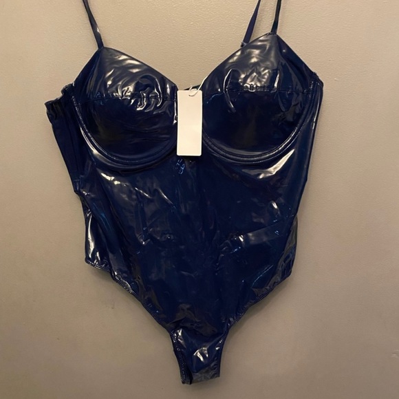NWT Adidas x Ivy Park latex bodysuit, Blue, 1x - Picture 3 of 7